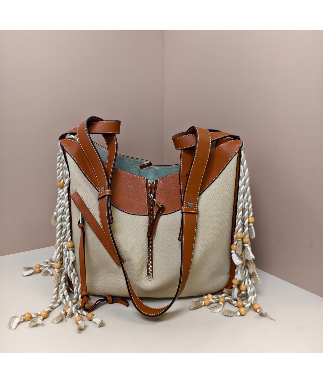 LOEWE Бежевая кожаная сумка через плечо, фото 6