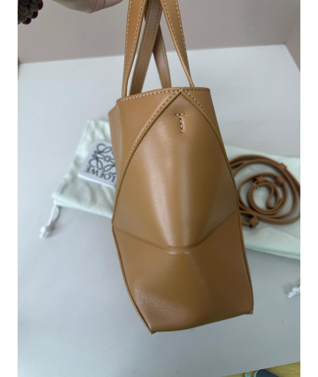 LOEWE Коричневая кожаная сумка с короткими ручками, фото 7