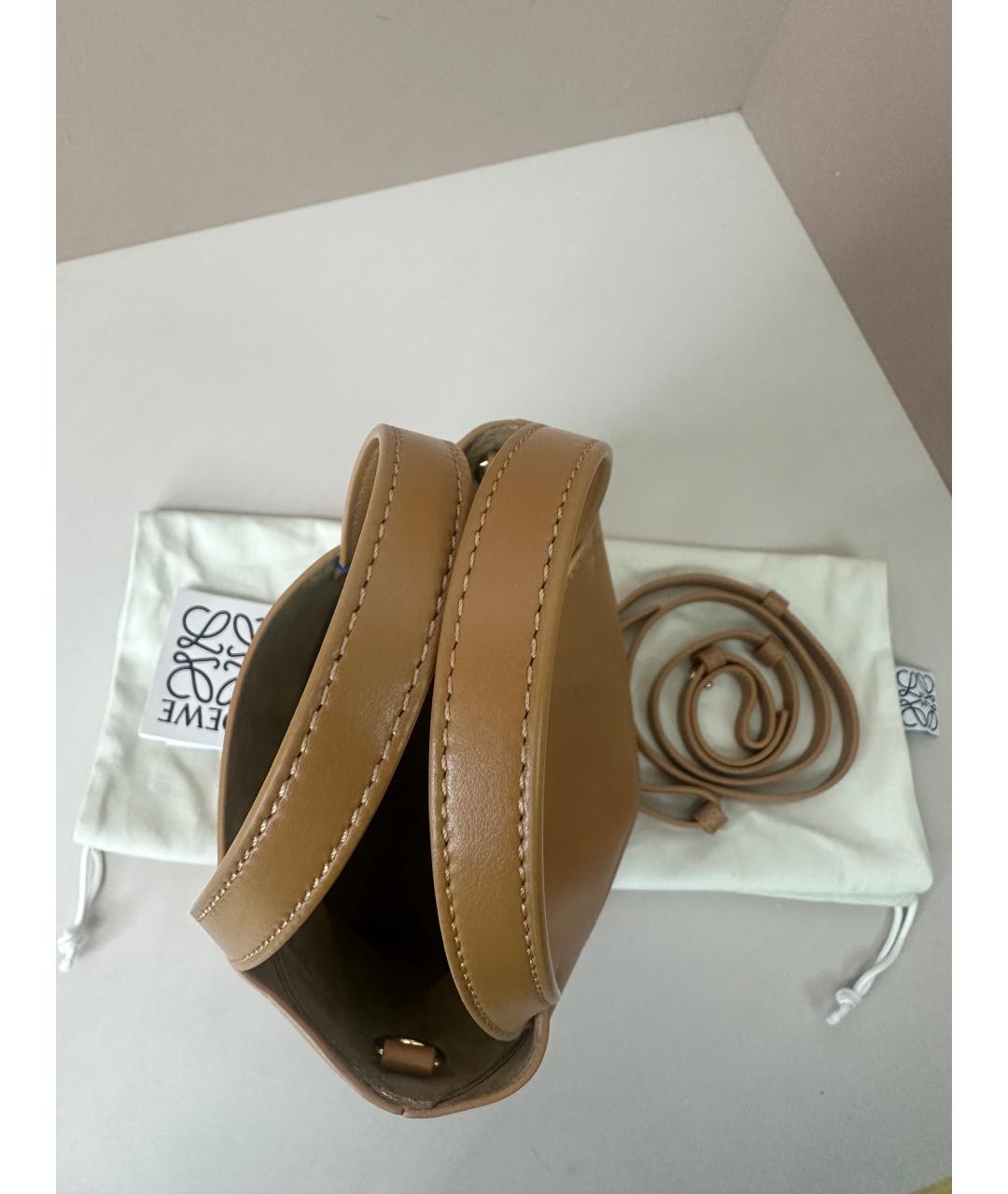 LOEWE Коричневая кожаная сумка с короткими ручками, фото 3