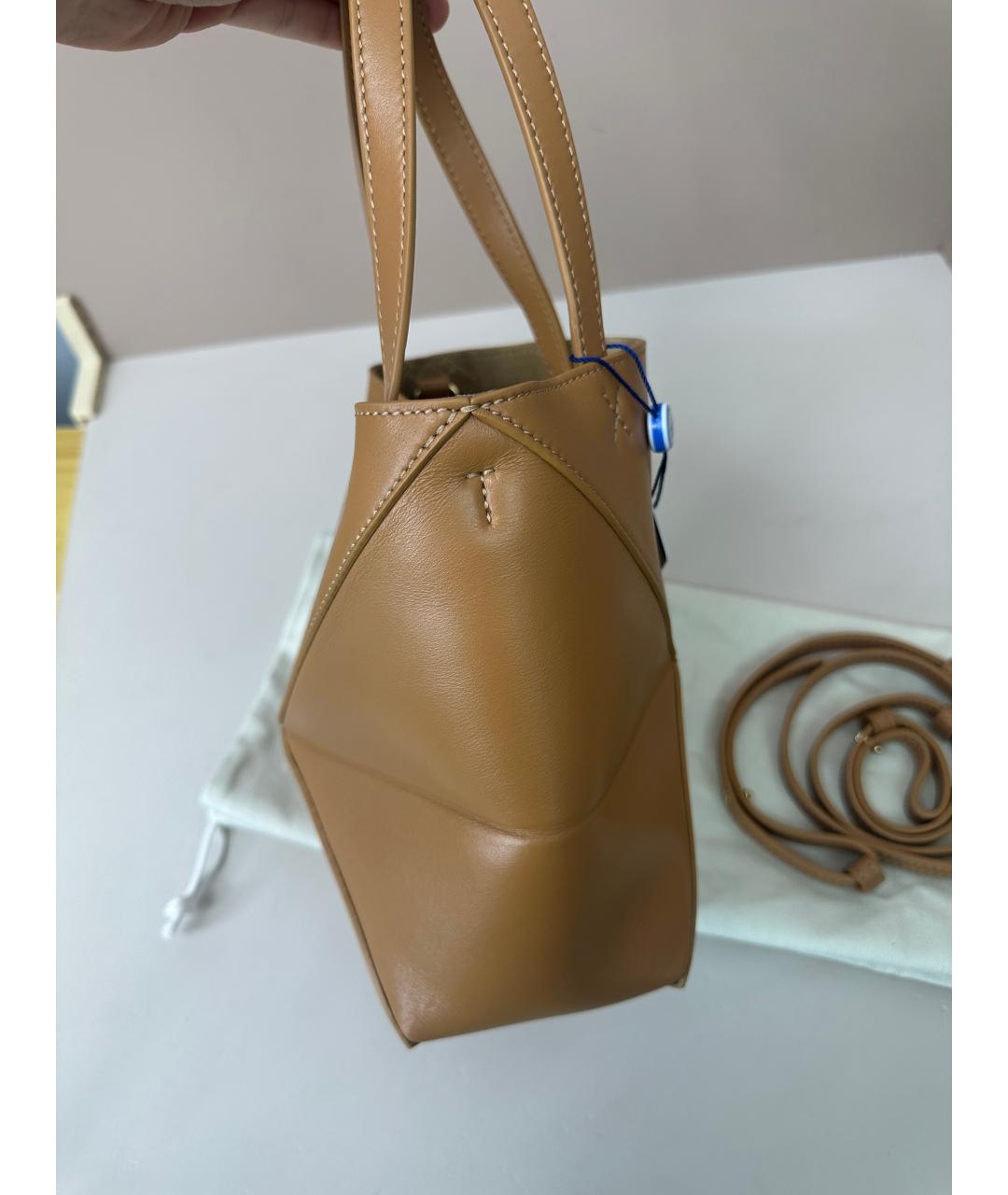 LOEWE Коричневая кожаная сумка с короткими ручками, фото 6