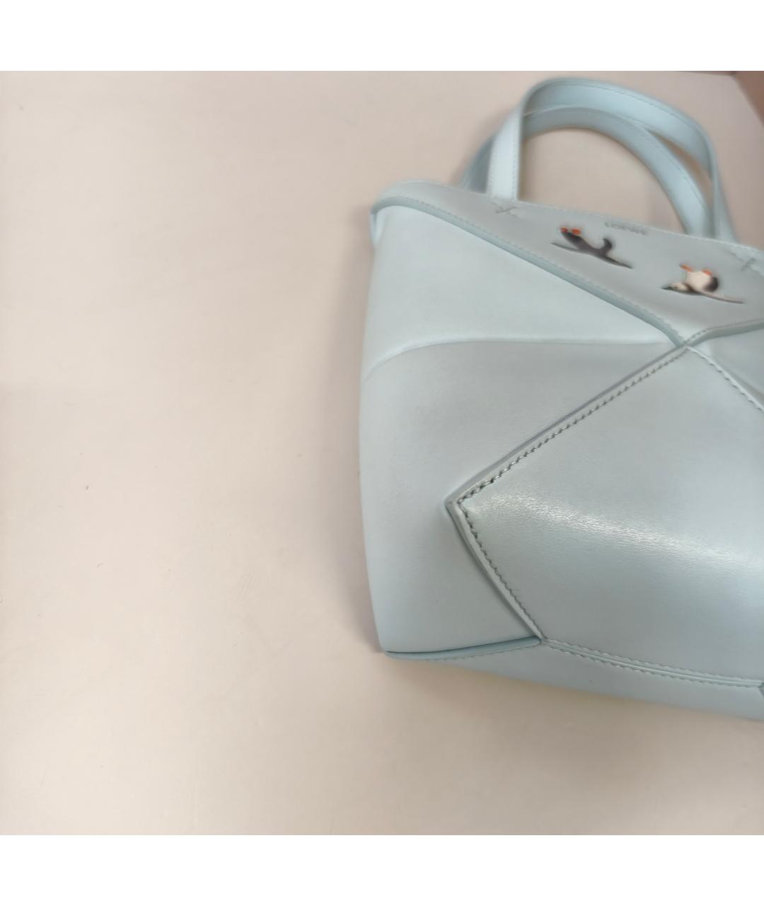 LOEWE Голубая кожаная сумка с короткими ручками, фото 2