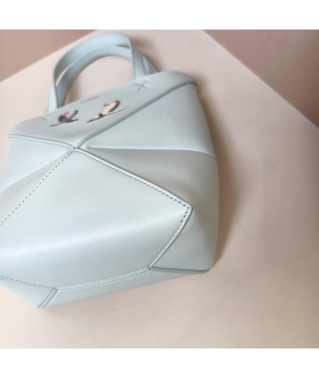 LOEWE Голубая кожаная сумка с короткими ручками, фото 9