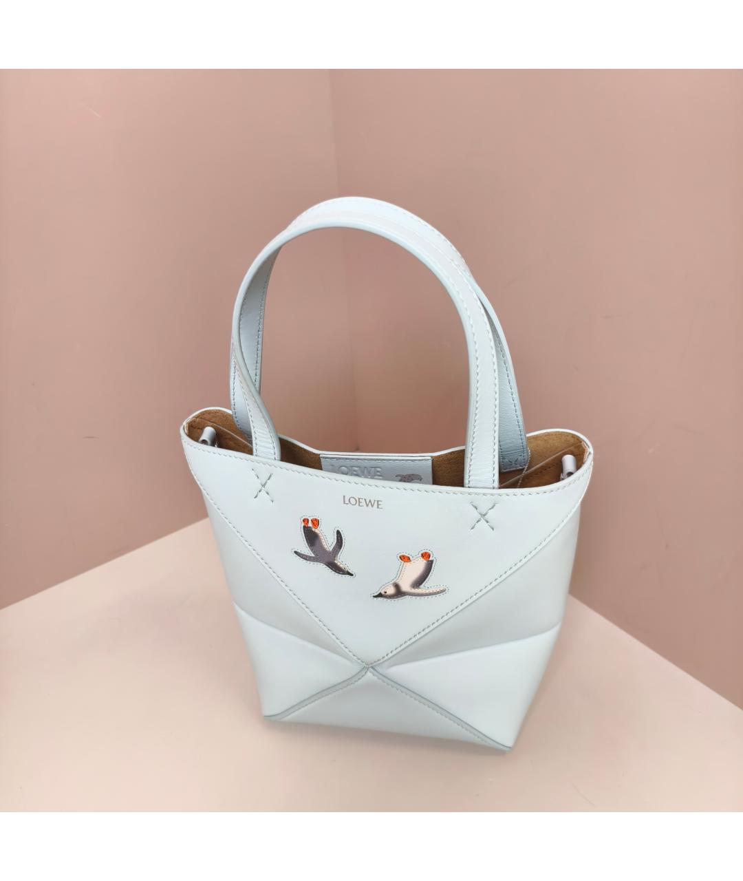 LOEWE Голубая кожаная сумка с короткими ручками, фото 6