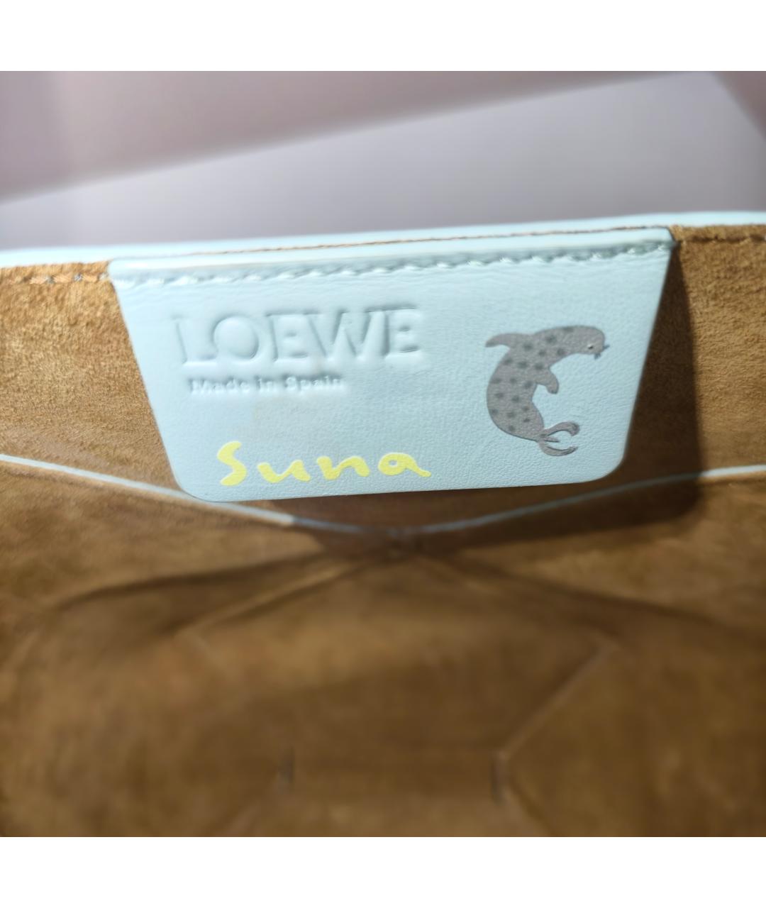 LOEWE Голубая кожаная сумка с короткими ручками, фото 4