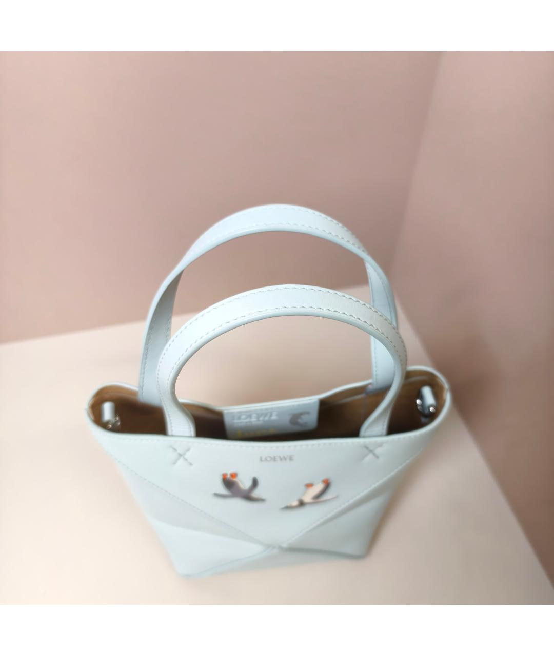 LOEWE Голубая кожаная сумка с короткими ручками, фото 3