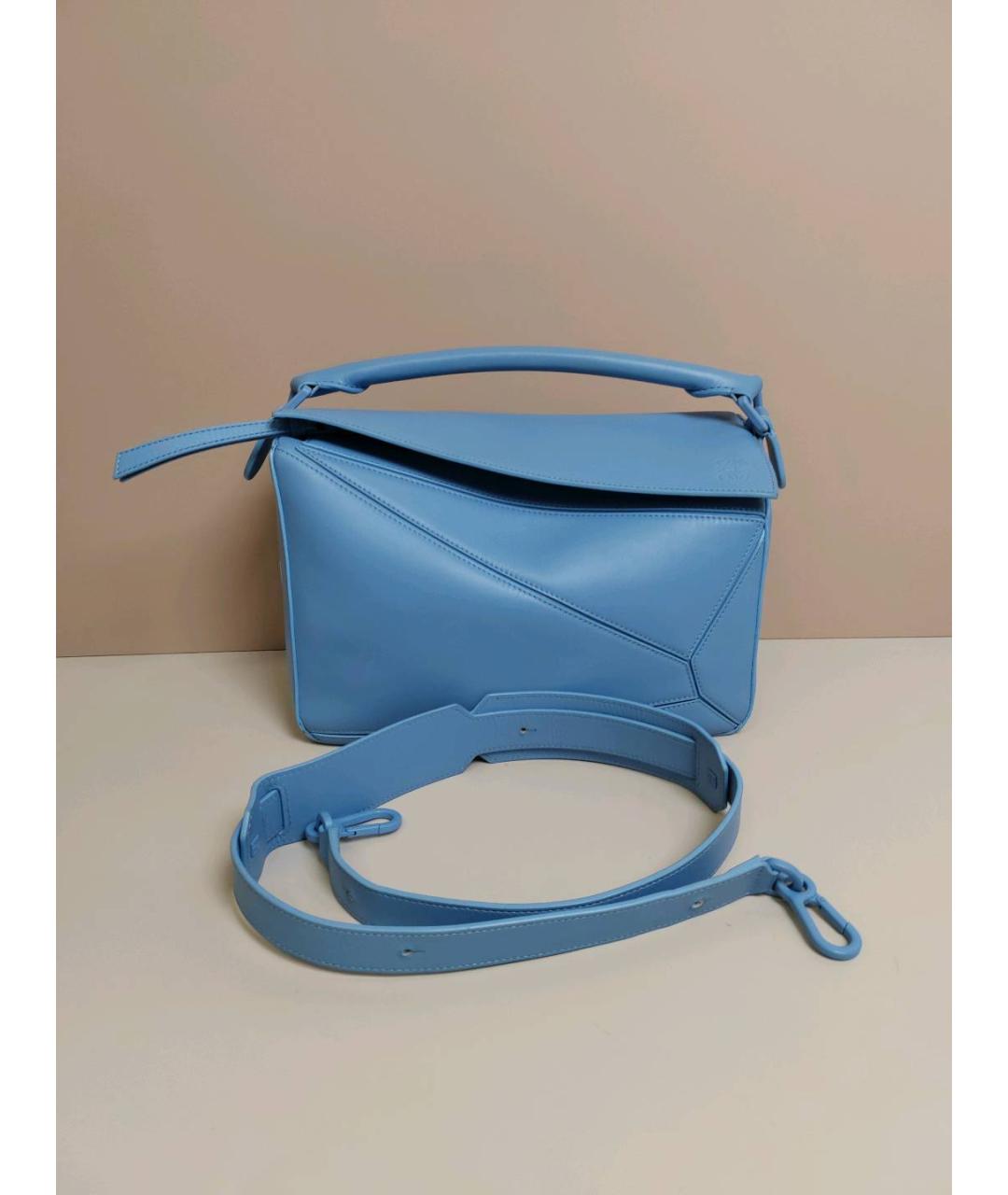 LOEWE Синяя кожаная сумка с короткими ручками, фото 4
