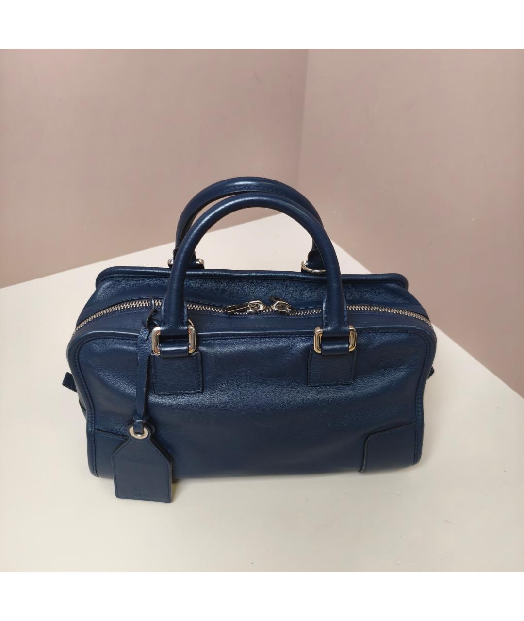 LOEWE Темно-синяя кожаная сумка через плечо, фото 5