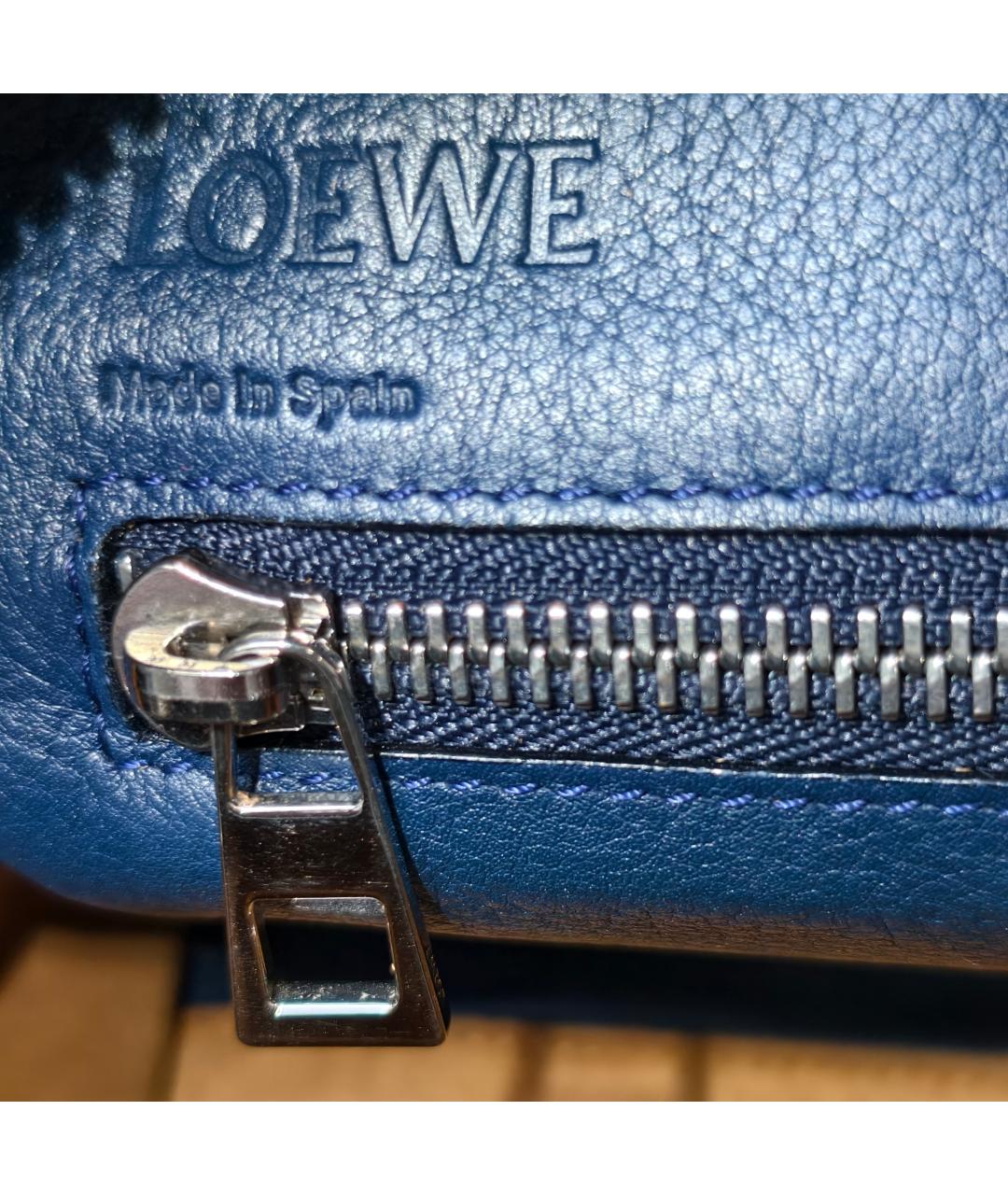 LOEWE Темно-синяя кожаная сумка через плечо, фото 2