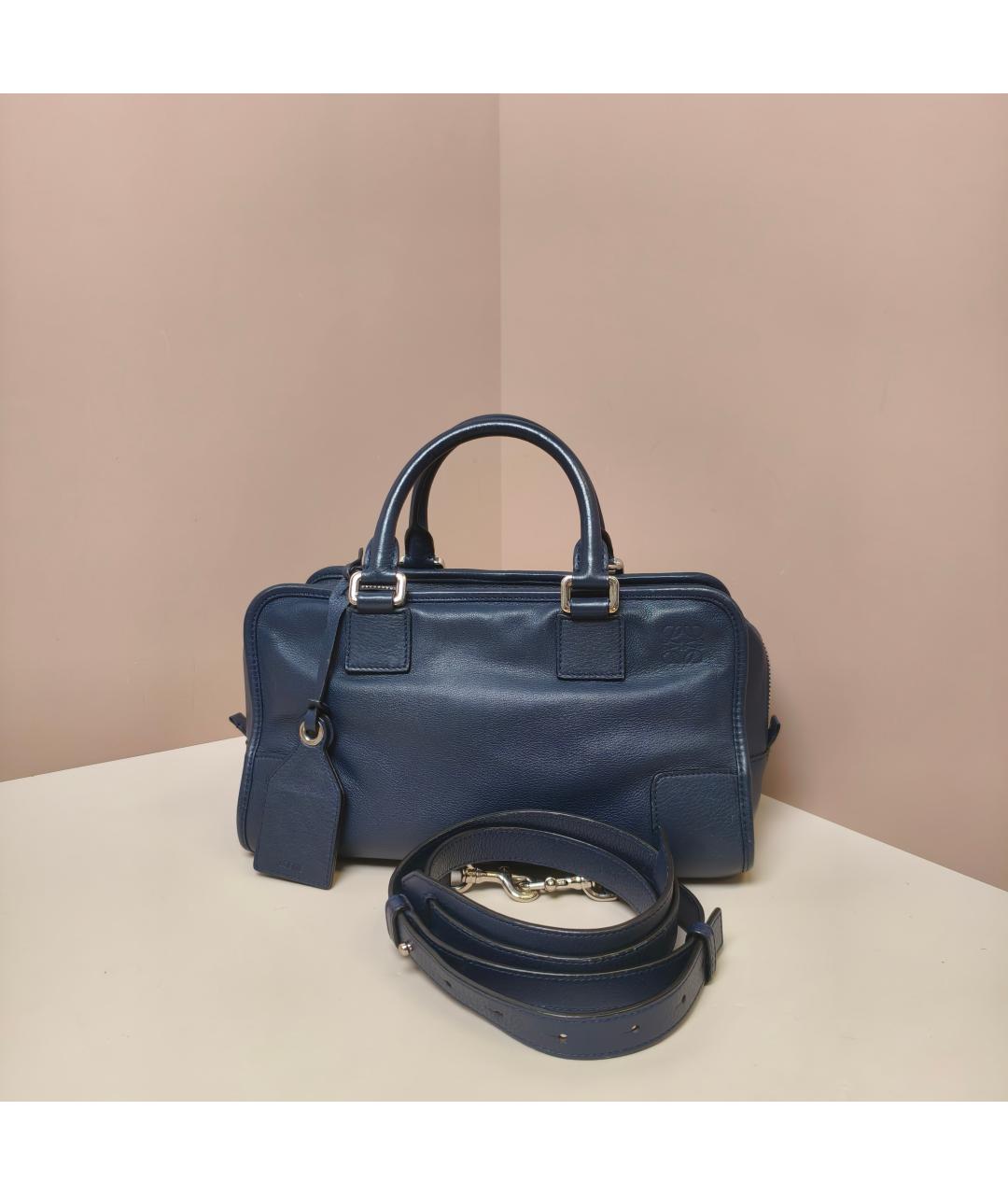 LOEWE Темно-синяя кожаная сумка через плечо, фото 10