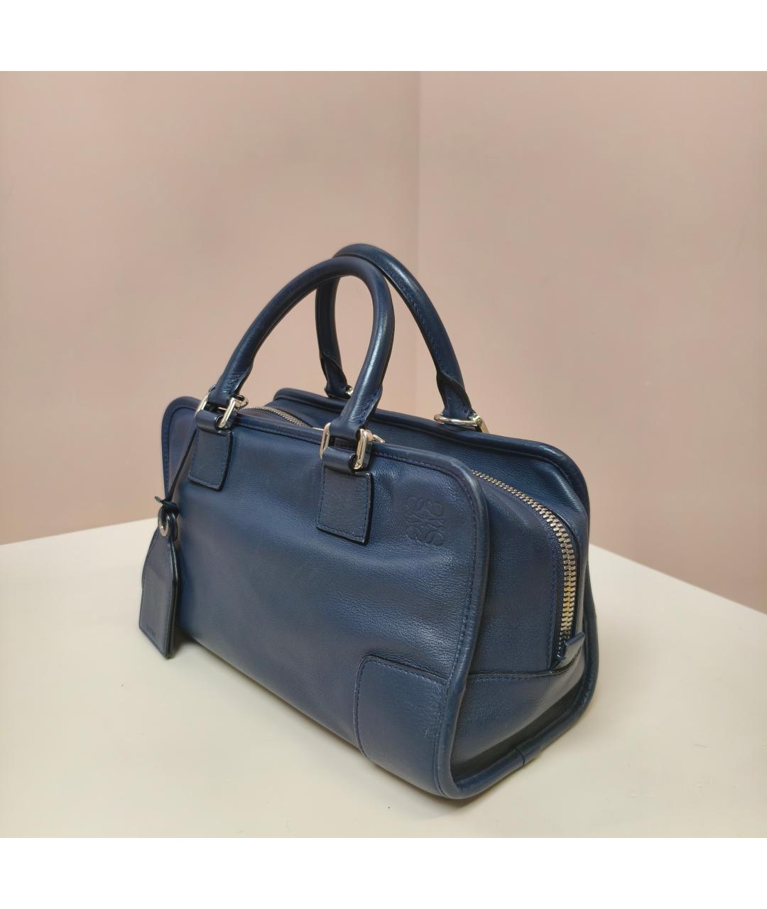 LOEWE Темно-синяя кожаная сумка через плечо, фото 4