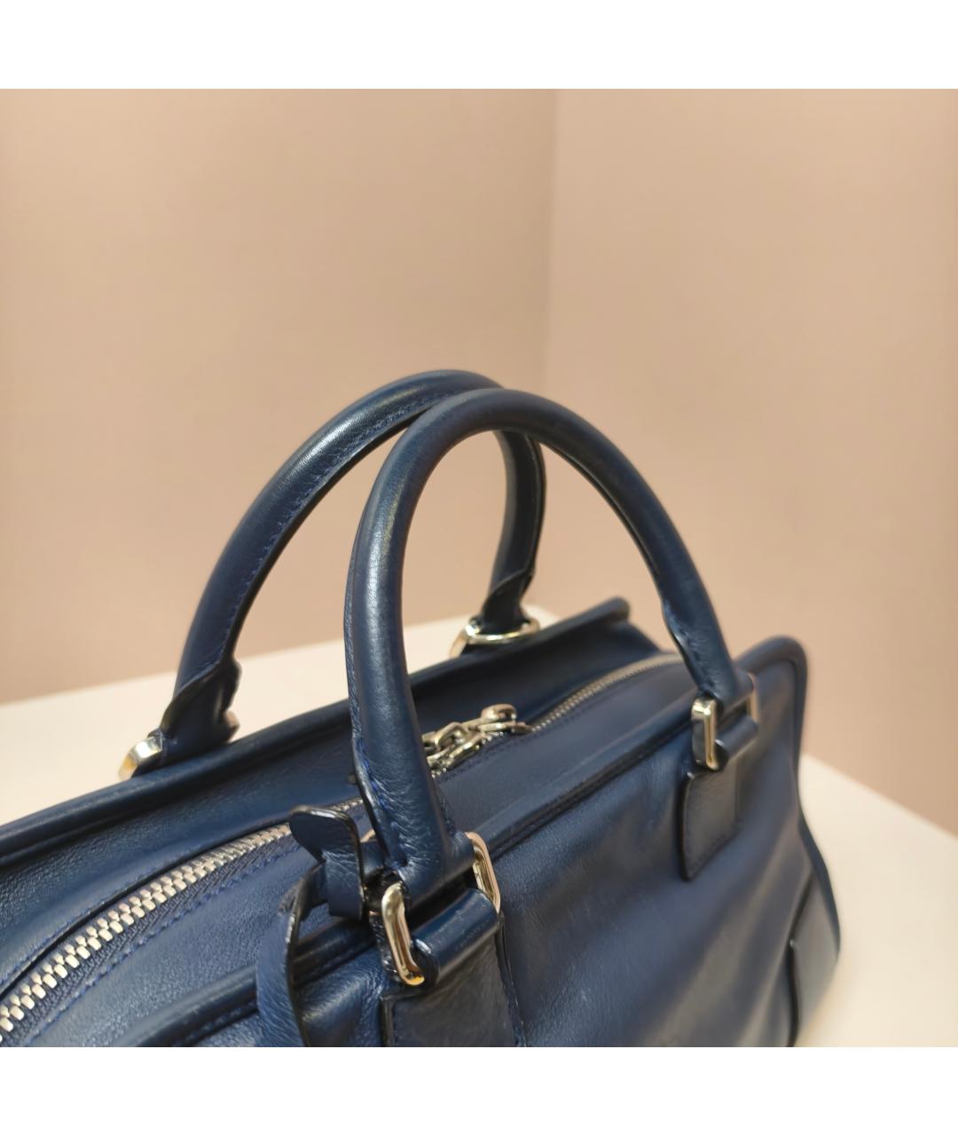 LOEWE Темно-синяя кожаная сумка через плечо, фото 7