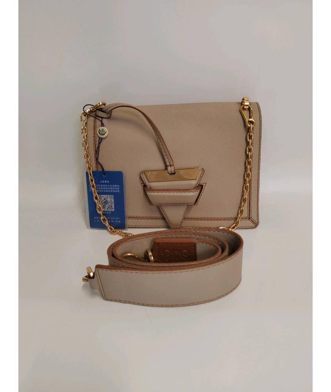 LOEWE Бежевая кожаная сумка через плечо, фото 4