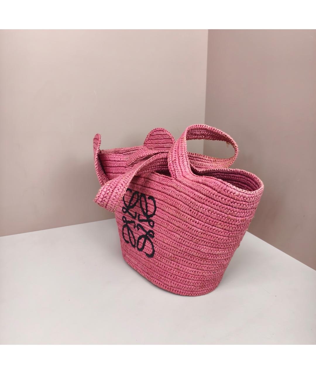 LOEWE Розовая пелетеная сумка тоут, фото 8