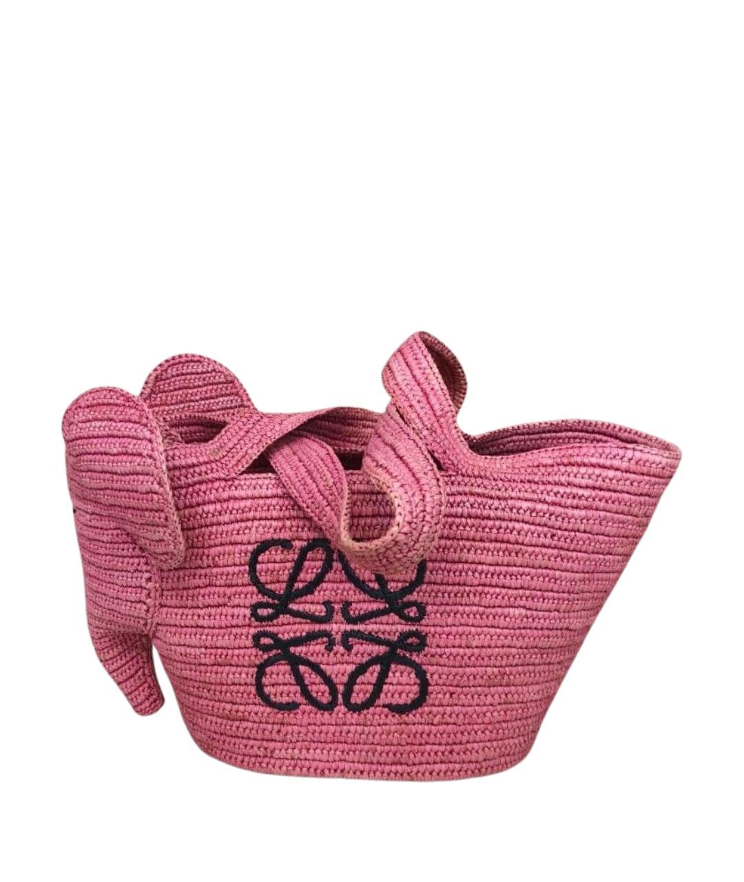 LOEWE Розовая пелетеная сумка тоут, фото 1