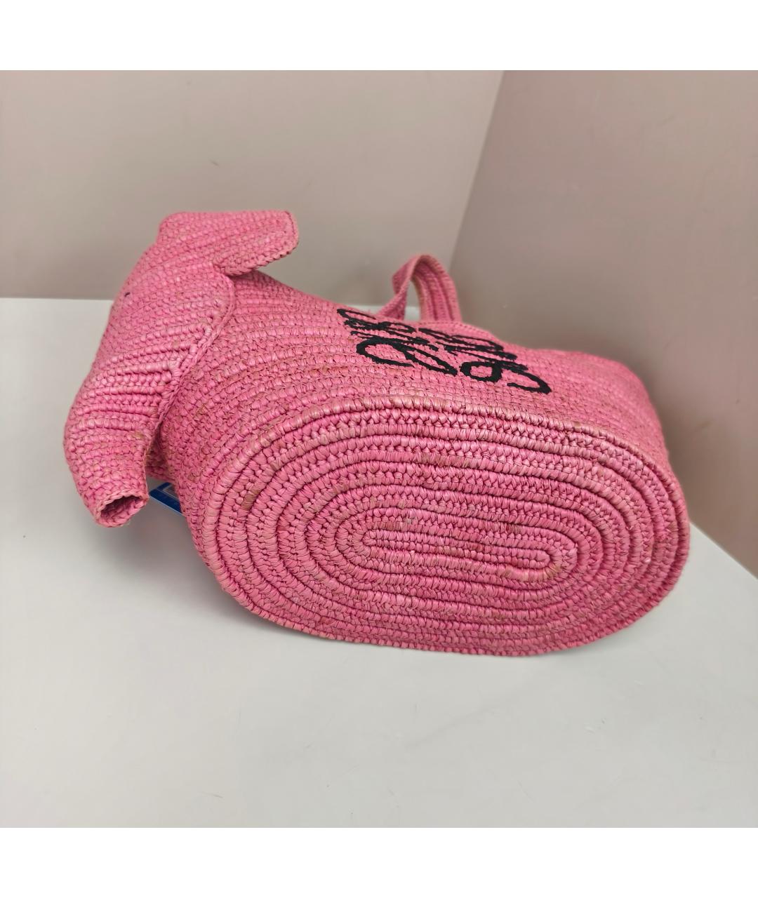 LOEWE Розовая пелетеная сумка тоут, фото 3