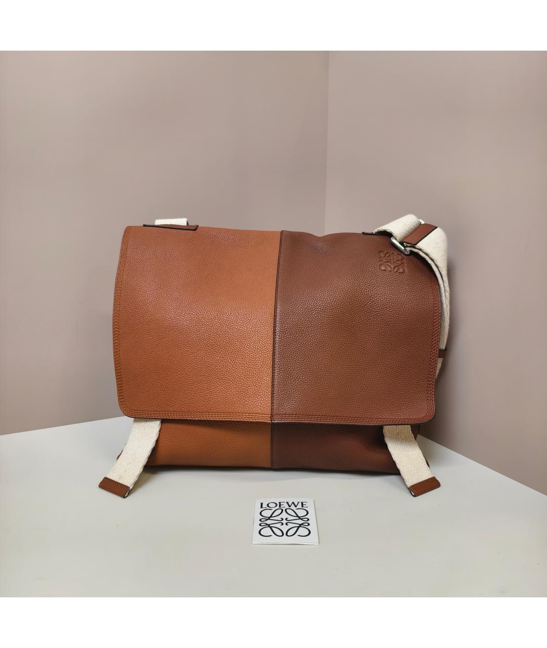 LOEWE Коричневая кожаная сумка через плечо, фото 10