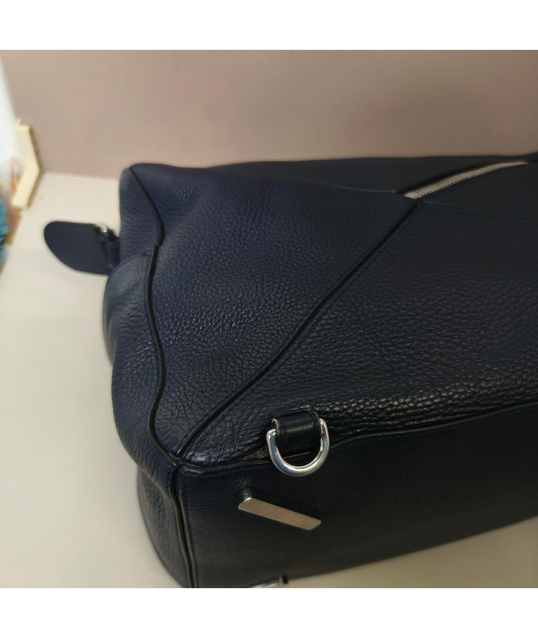 LOEWE Темно-синяя кожаная сумка через плечо, фото 5