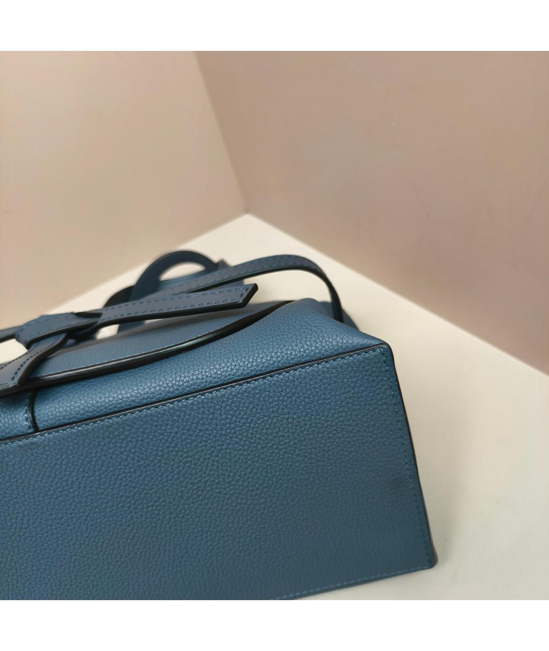 LOEWE Бирюзовая кожаная сумка с короткими ручками, фото 2