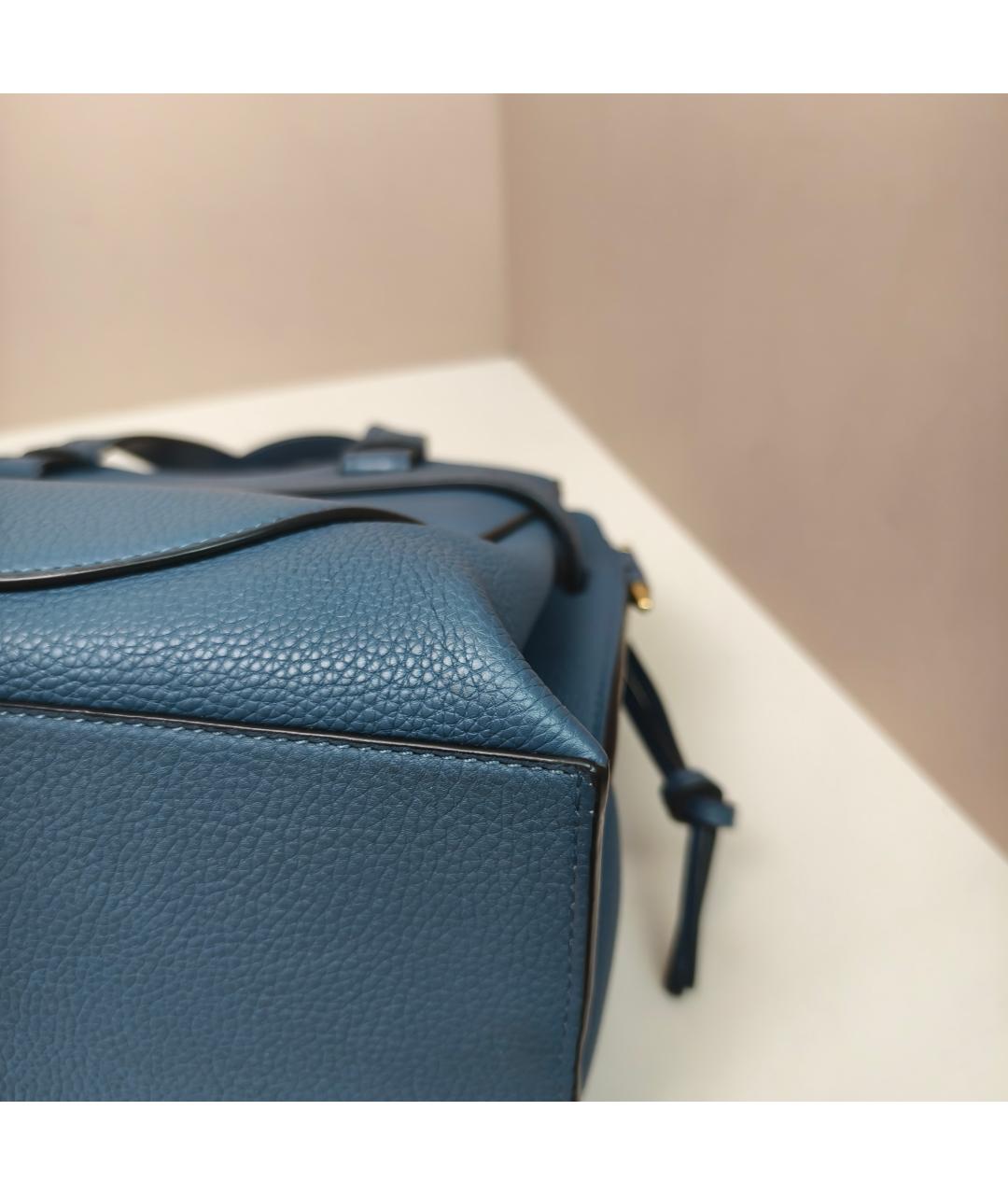 LOEWE Бирюзовая кожаная сумка с короткими ручками, фото 3