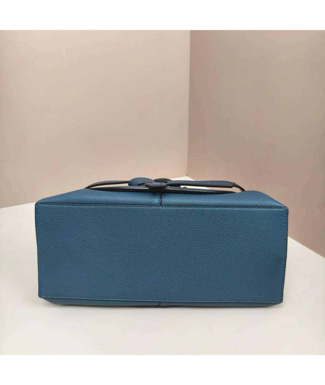 LOEWE Бирюзовая кожаная сумка с короткими ручками, фото 7