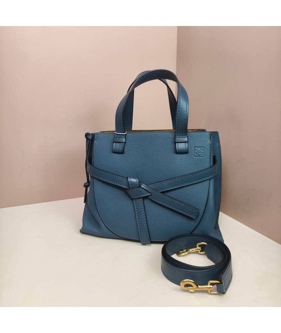 LOEWE Бирюзовая кожаная сумка с короткими ручками, фото 10