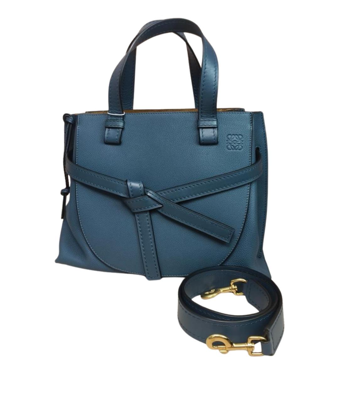 LOEWE Бирюзовая кожаная сумка с короткими ручками, фото 1