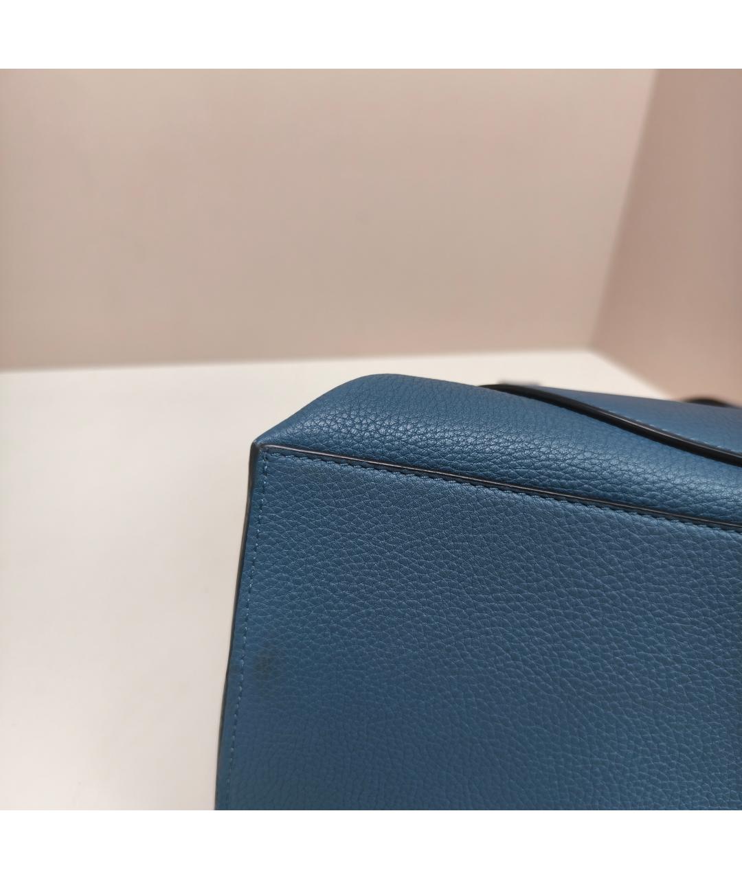 LOEWE Бирюзовая кожаная сумка с короткими ручками, фото 8