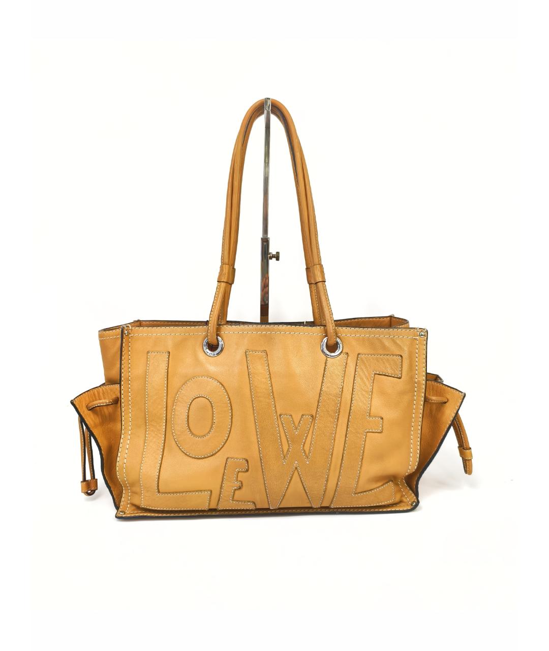 LOEWE Горчичная кожаная сумка через плечо, фото 11