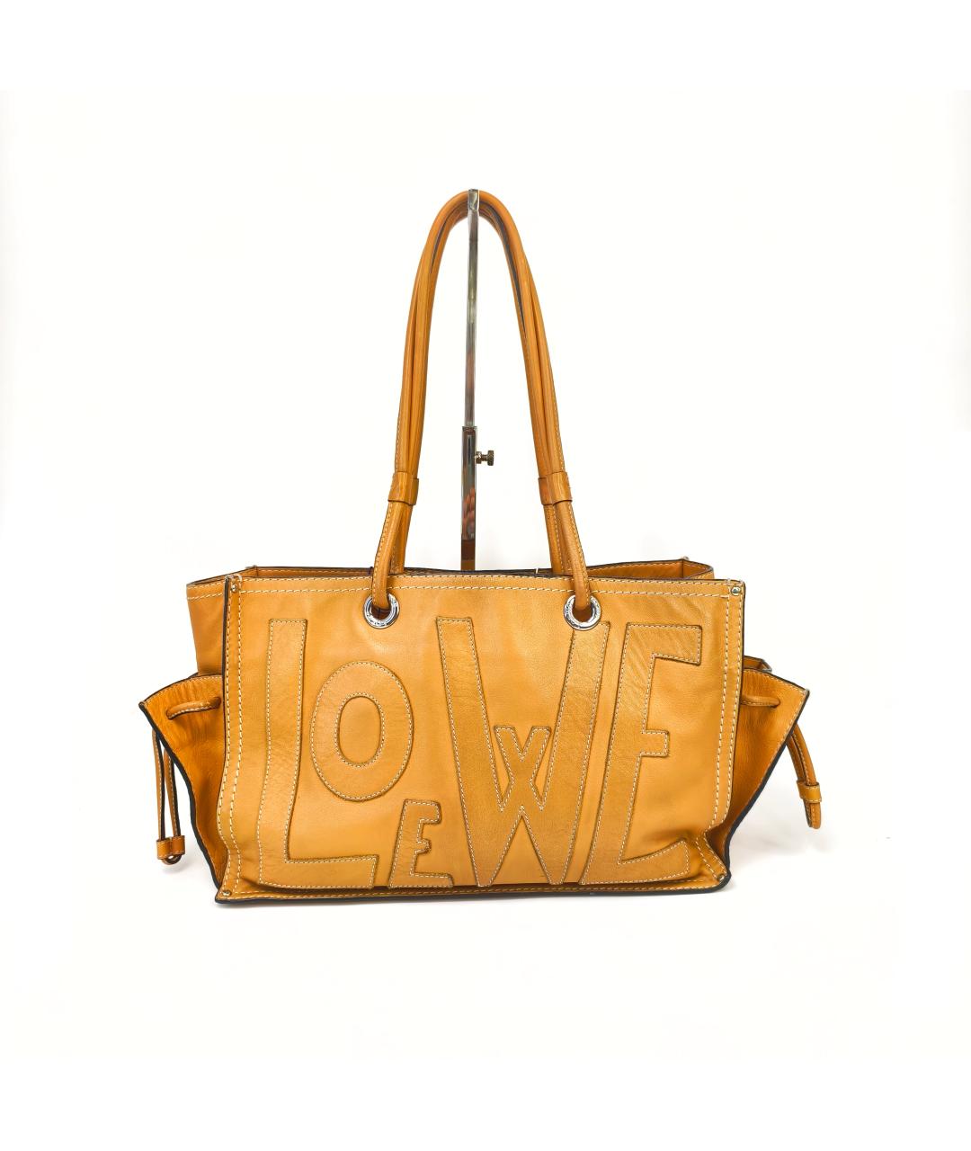 LOEWE Горчичная кожаная сумка через плечо, фото 10