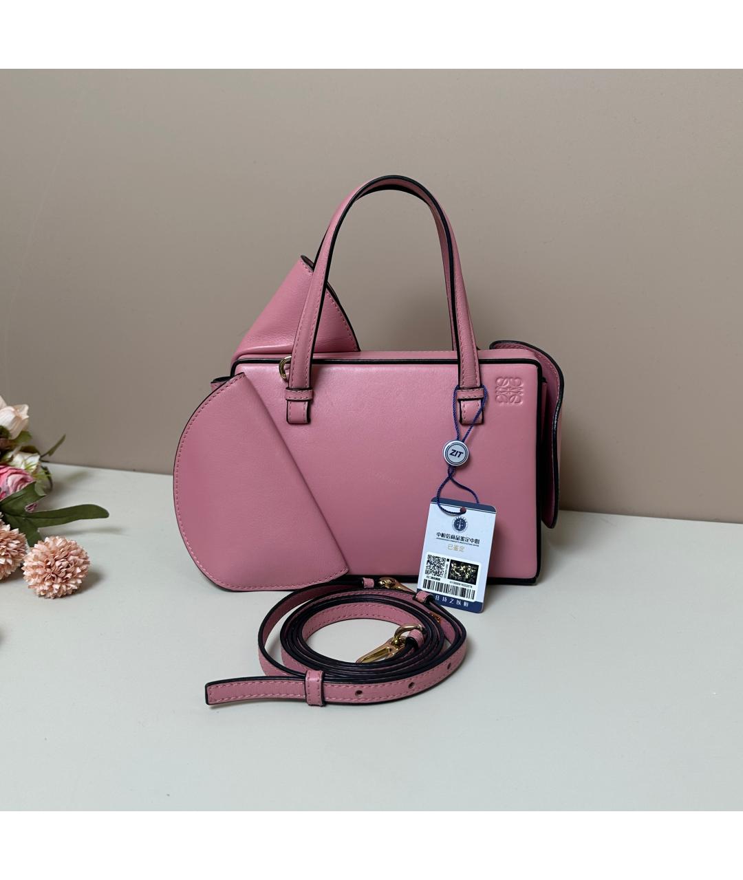 LOEWE Розовая кожаная сумка с короткими ручками, фото 4