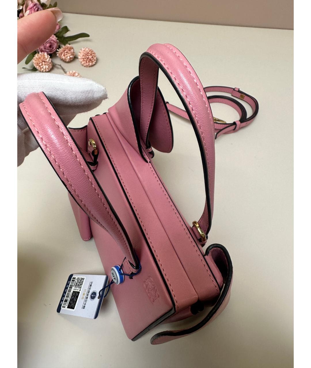 LOEWE Розовая кожаная сумка с короткими ручками, фото 6