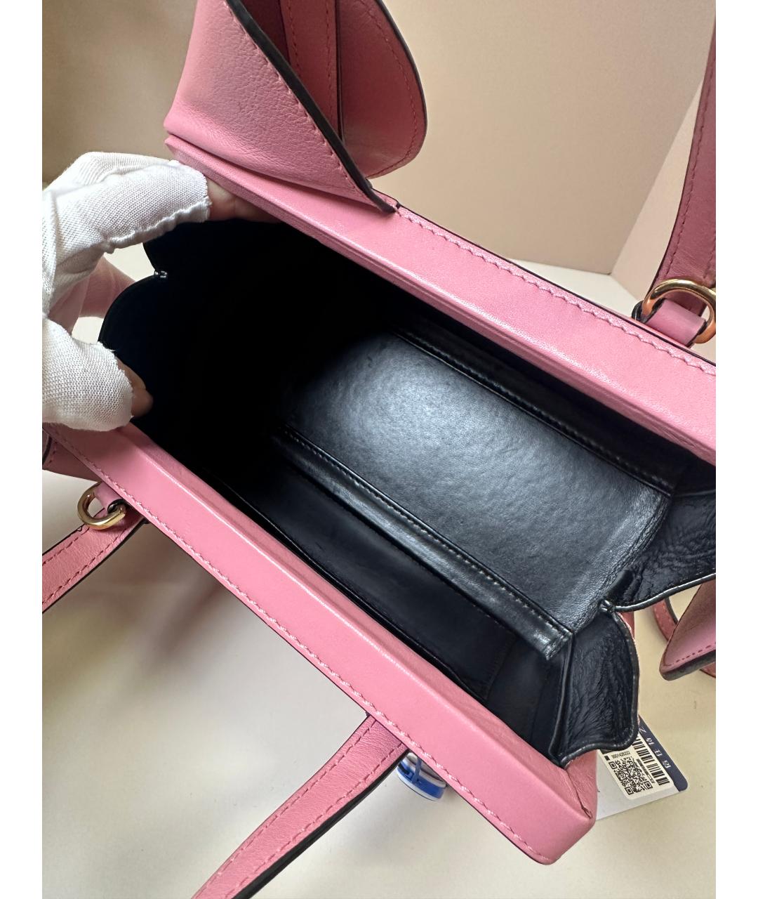 LOEWE Розовая кожаная сумка с короткими ручками, фото 5