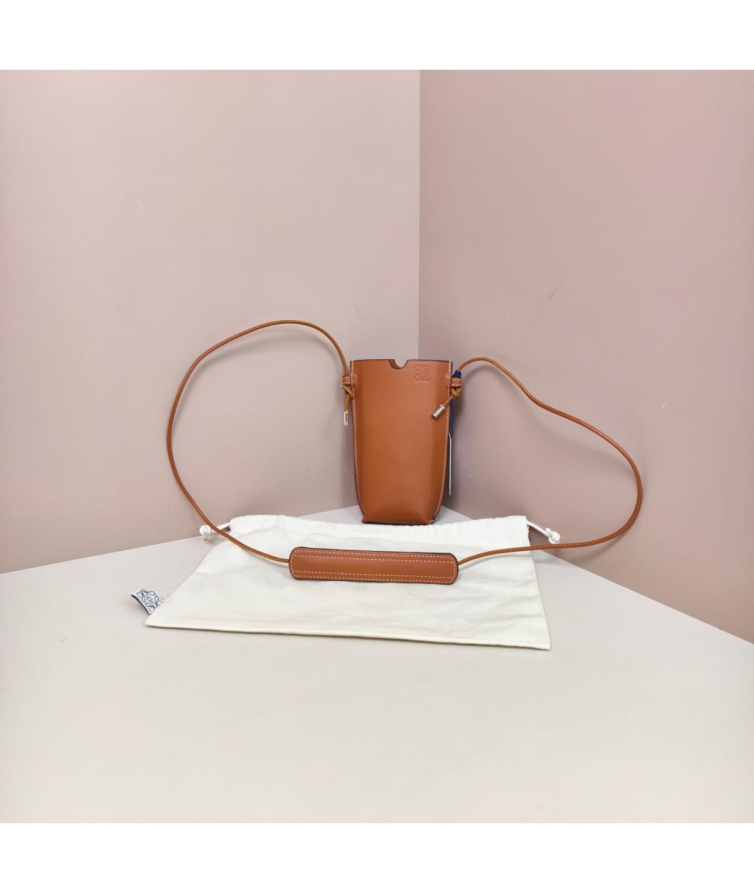 LOEWE Коричневая кожаная сумка через плечо, фото 6