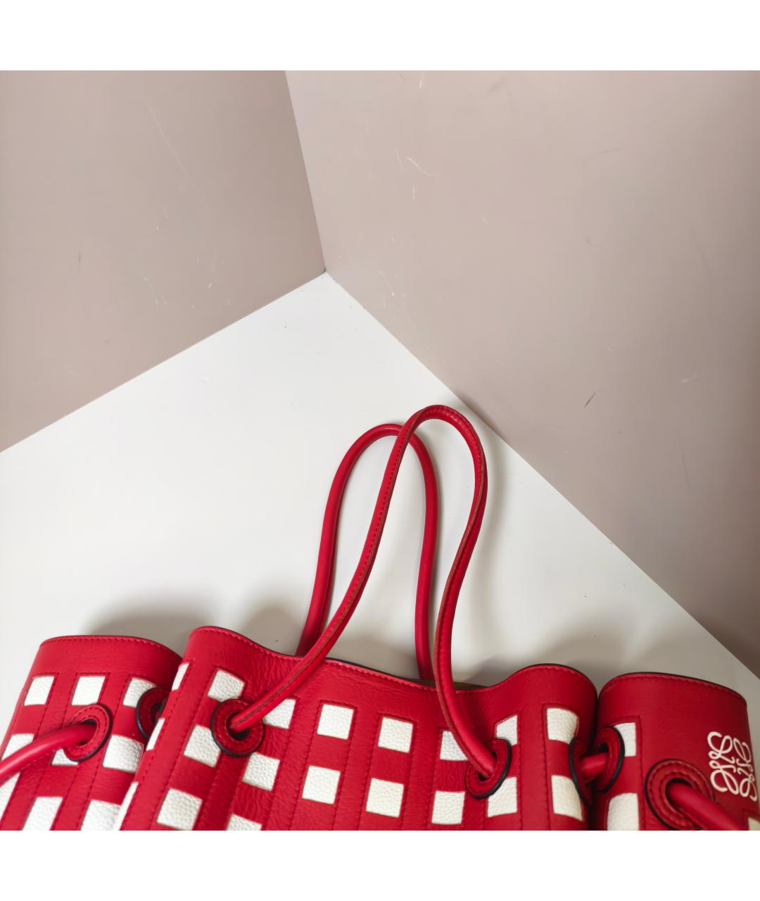 LOEWE Красная кожаная сумка тоут, фото 6
