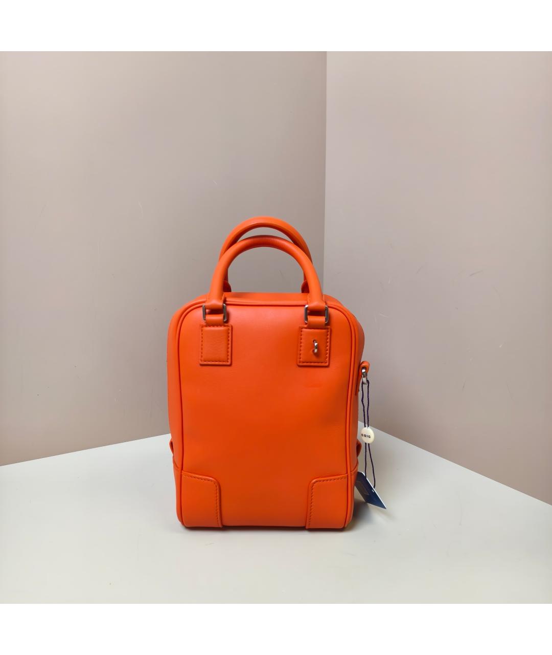 LOEWE Оранжевая кожаная сумка с короткими ручками, фото 10