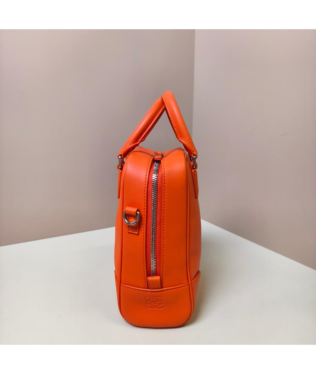 LOEWE Оранжевая кожаная сумка с короткими ручками, фото 5