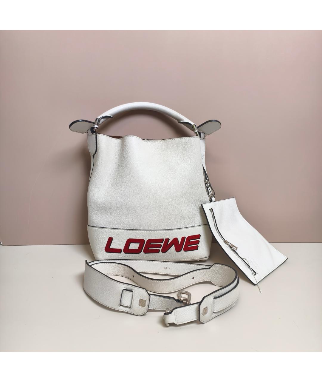 LOEWE Белая кожаная сумка тоут, фото 4