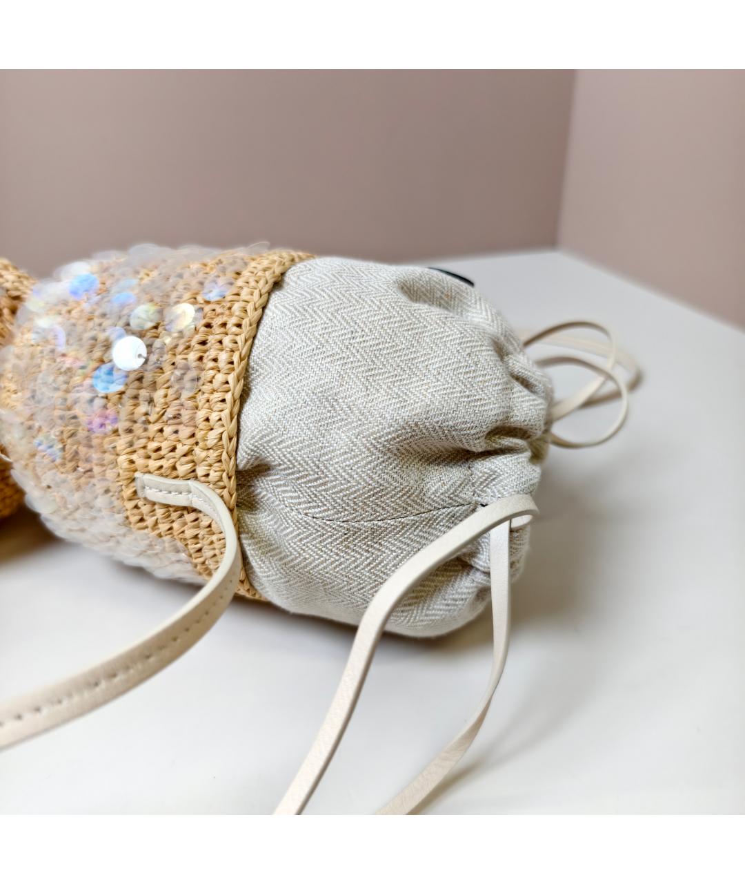 LOEWE Бежевая тканевая сумка через плечо, фото 3