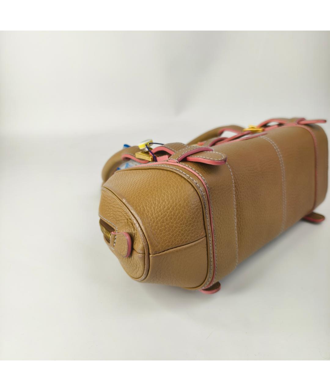 LOEWE Бежевая кожаная сумка с короткими ручками, фото 3