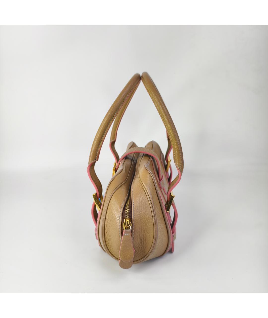 LOEWE Бежевая кожаная сумка с короткими ручками, фото 9