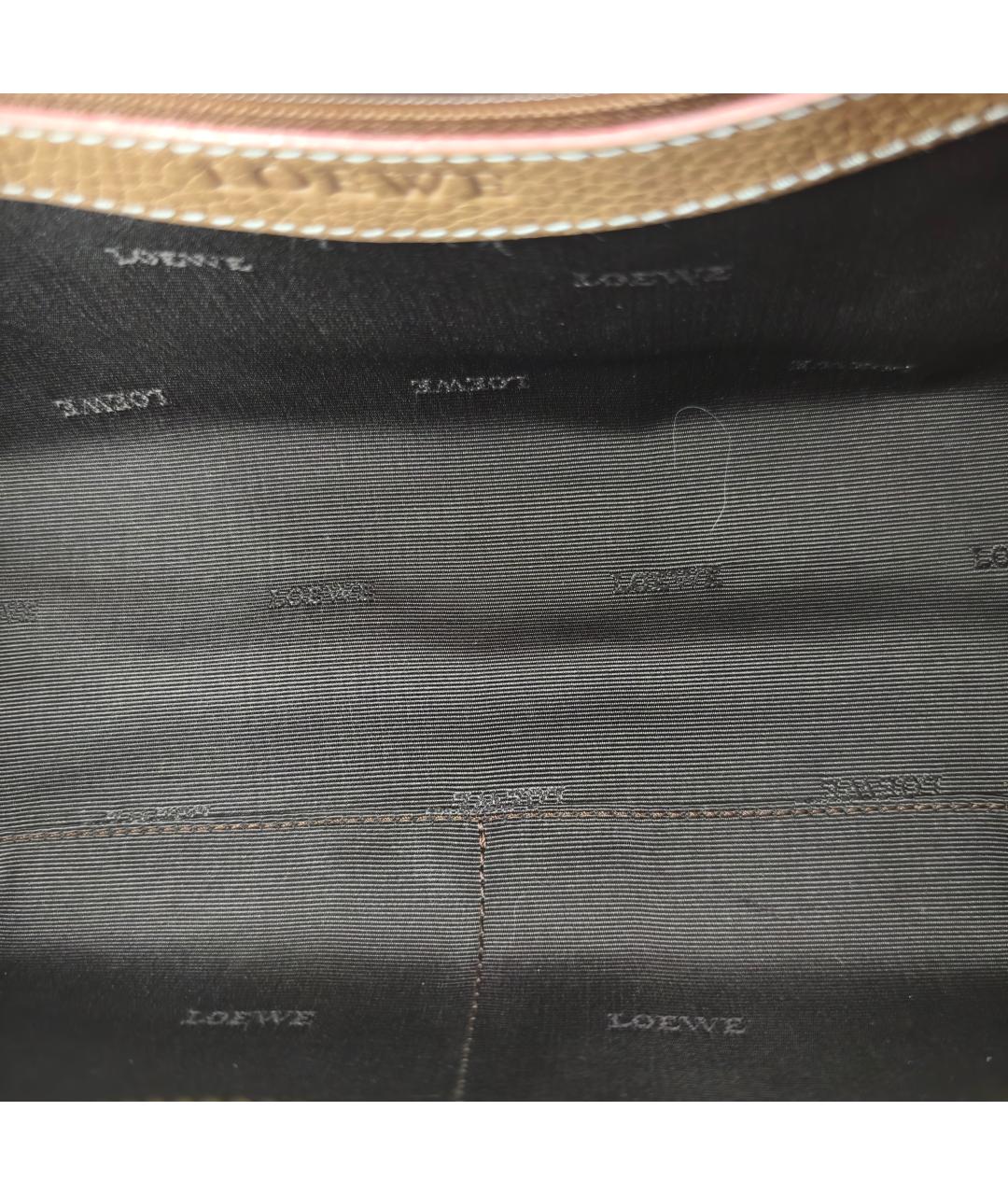 LOEWE Бежевая кожаная сумка с короткими ручками, фото 6