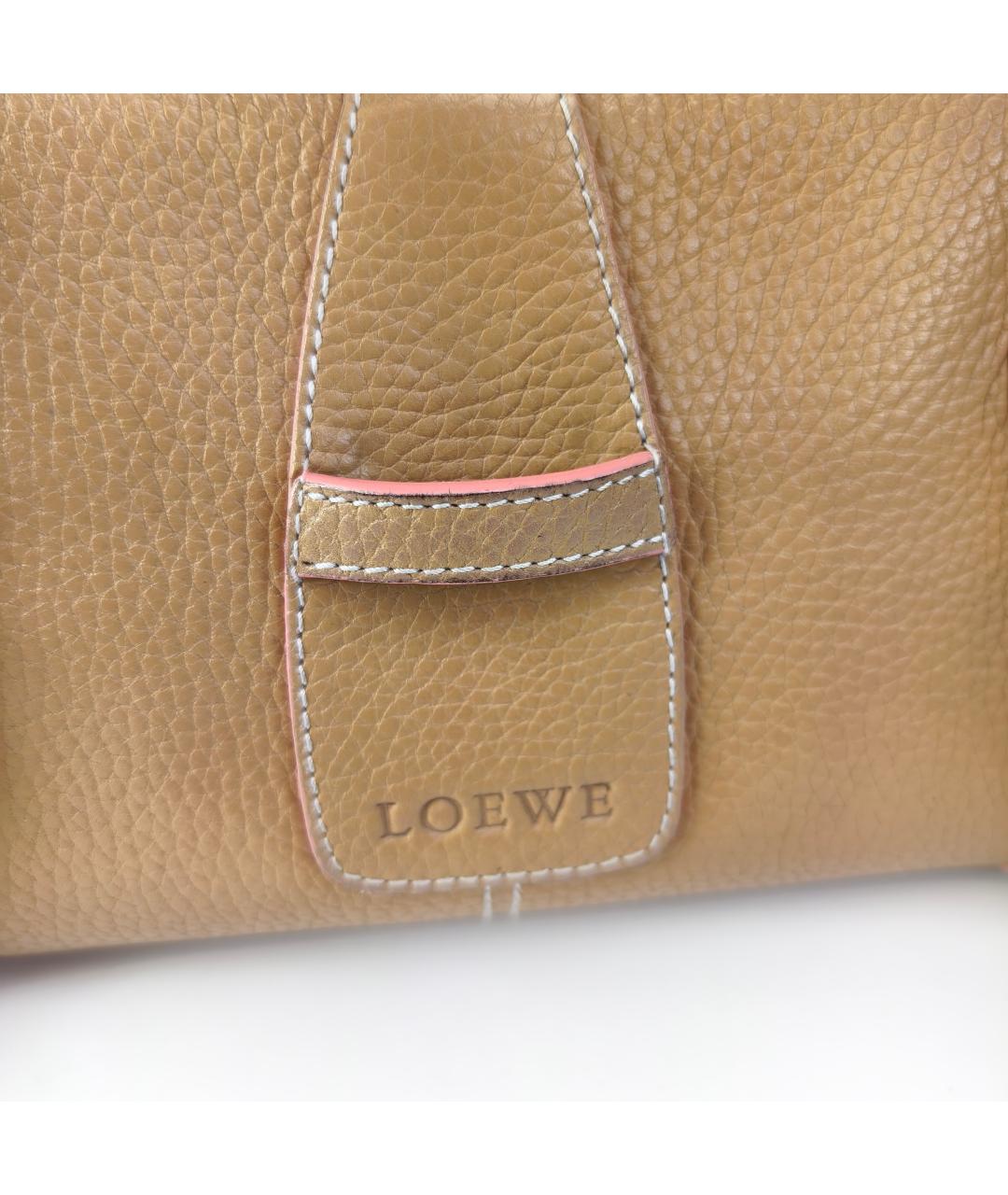 LOEWE Бежевая кожаная сумка с короткими ручками, фото 5