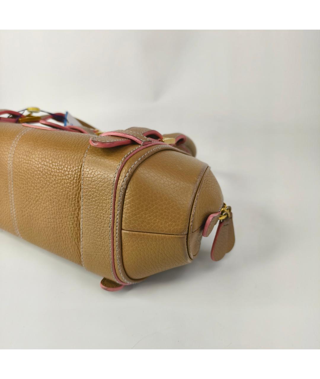 LOEWE Бежевая кожаная сумка с короткими ручками, фото 4