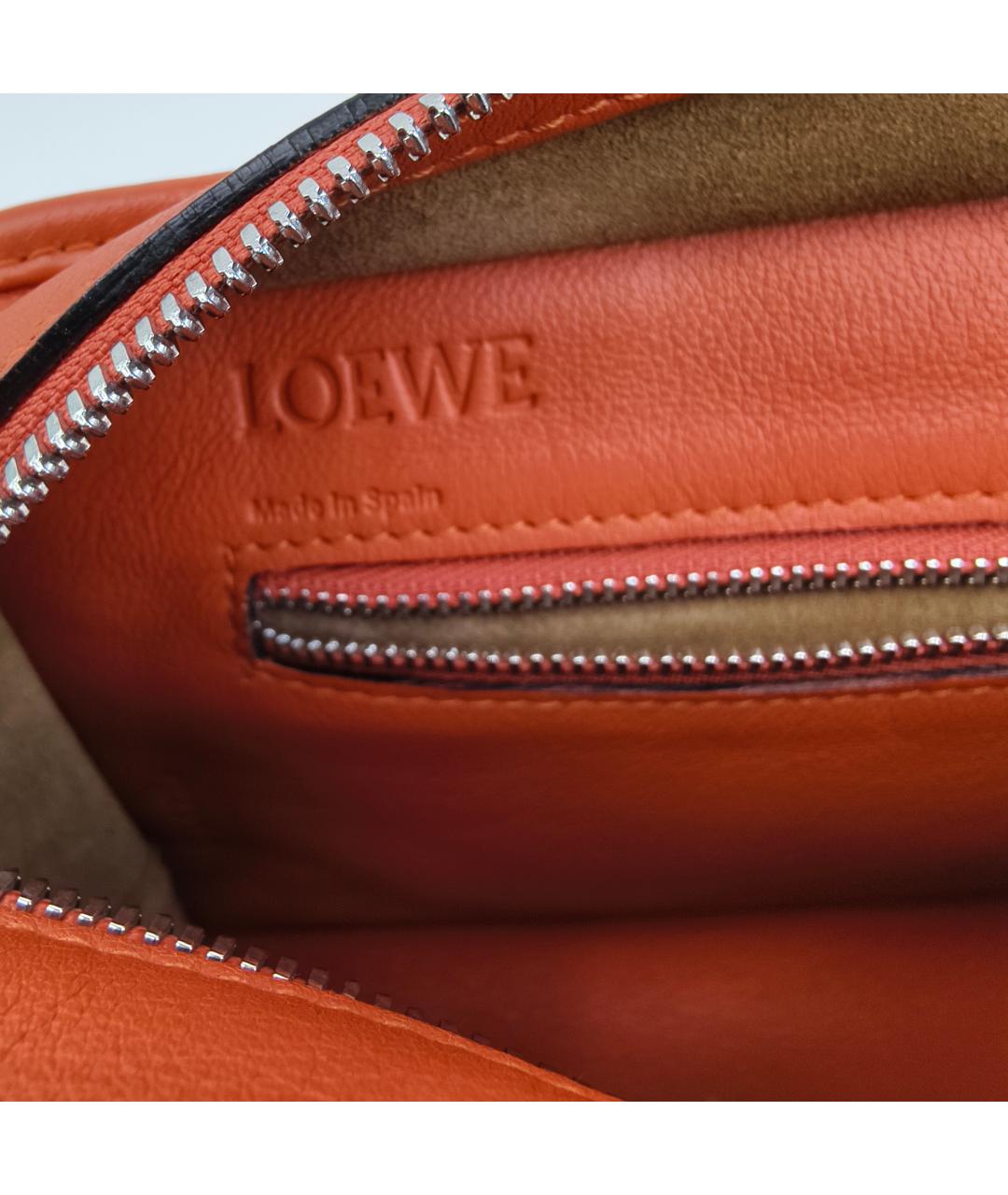 LOEWE Оранжевая кожаная сумка с короткими ручками, фото 4
