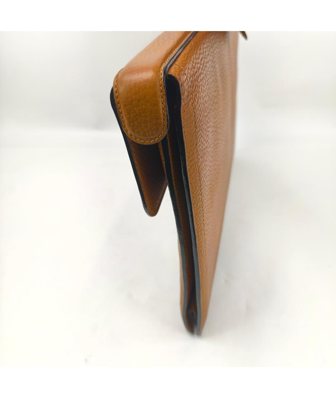 LOEWE Горчичная кожаная сумка с короткими ручками, фото 5