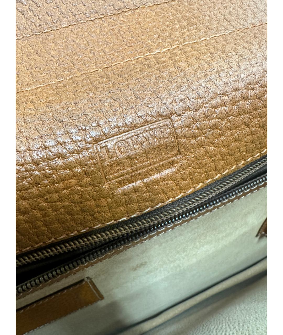 LOEWE Горчичная кожаная сумка с короткими ручками, фото 2