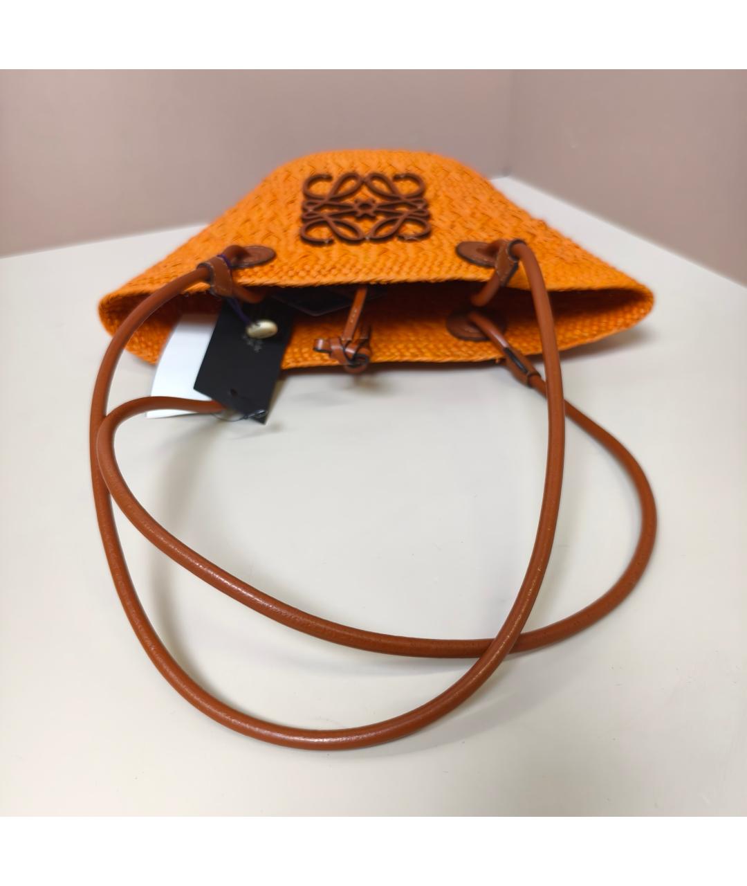 LOEWE Оранжевая пелетеная сумка тоут, фото 9