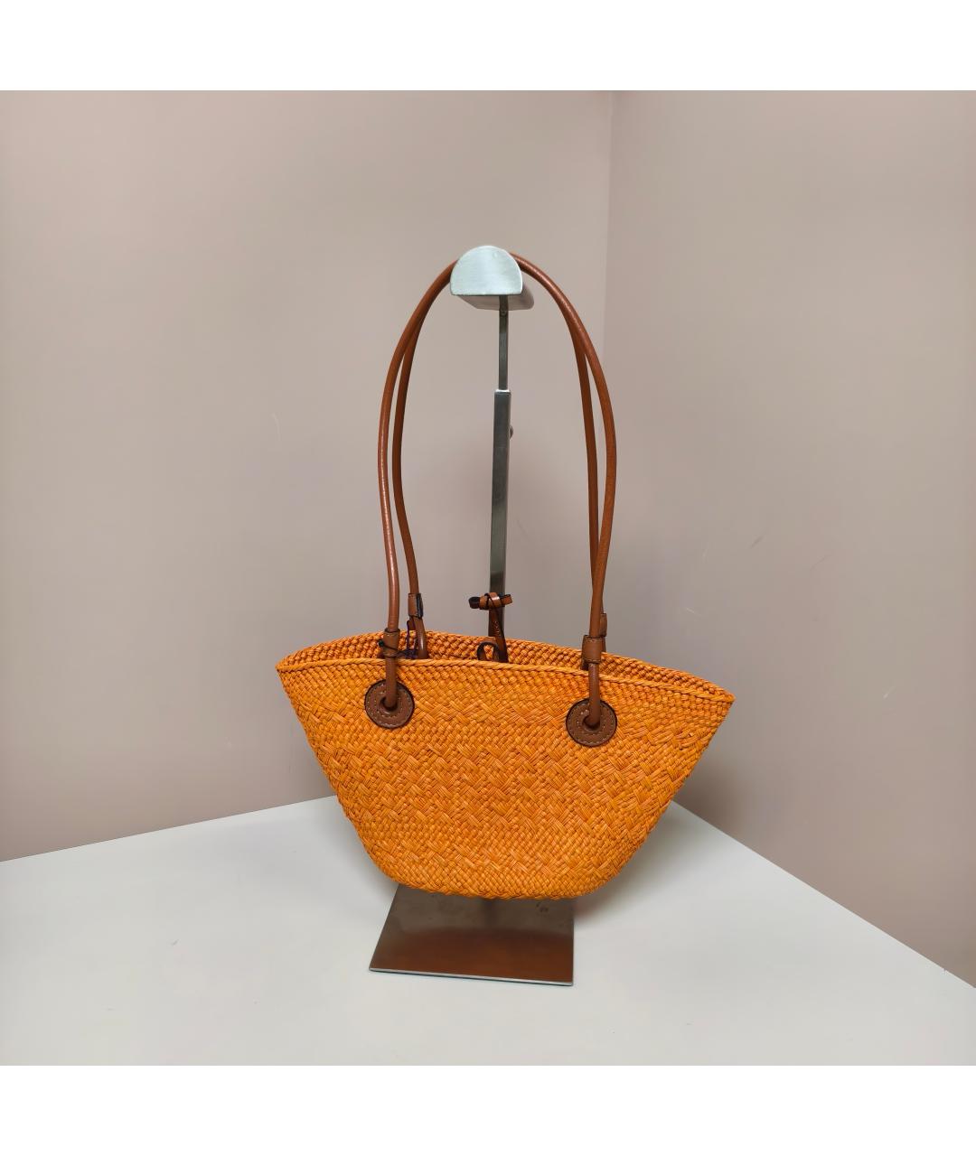 LOEWE Оранжевая пелетеная сумка тоут, фото 3