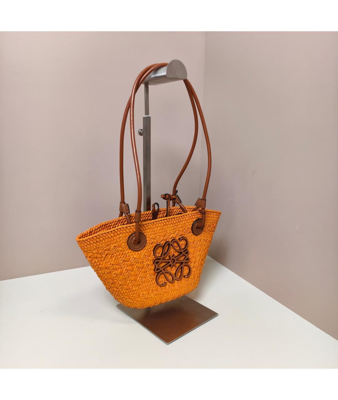 LOEWE Оранжевая пелетеная сумка тоут, фото 6