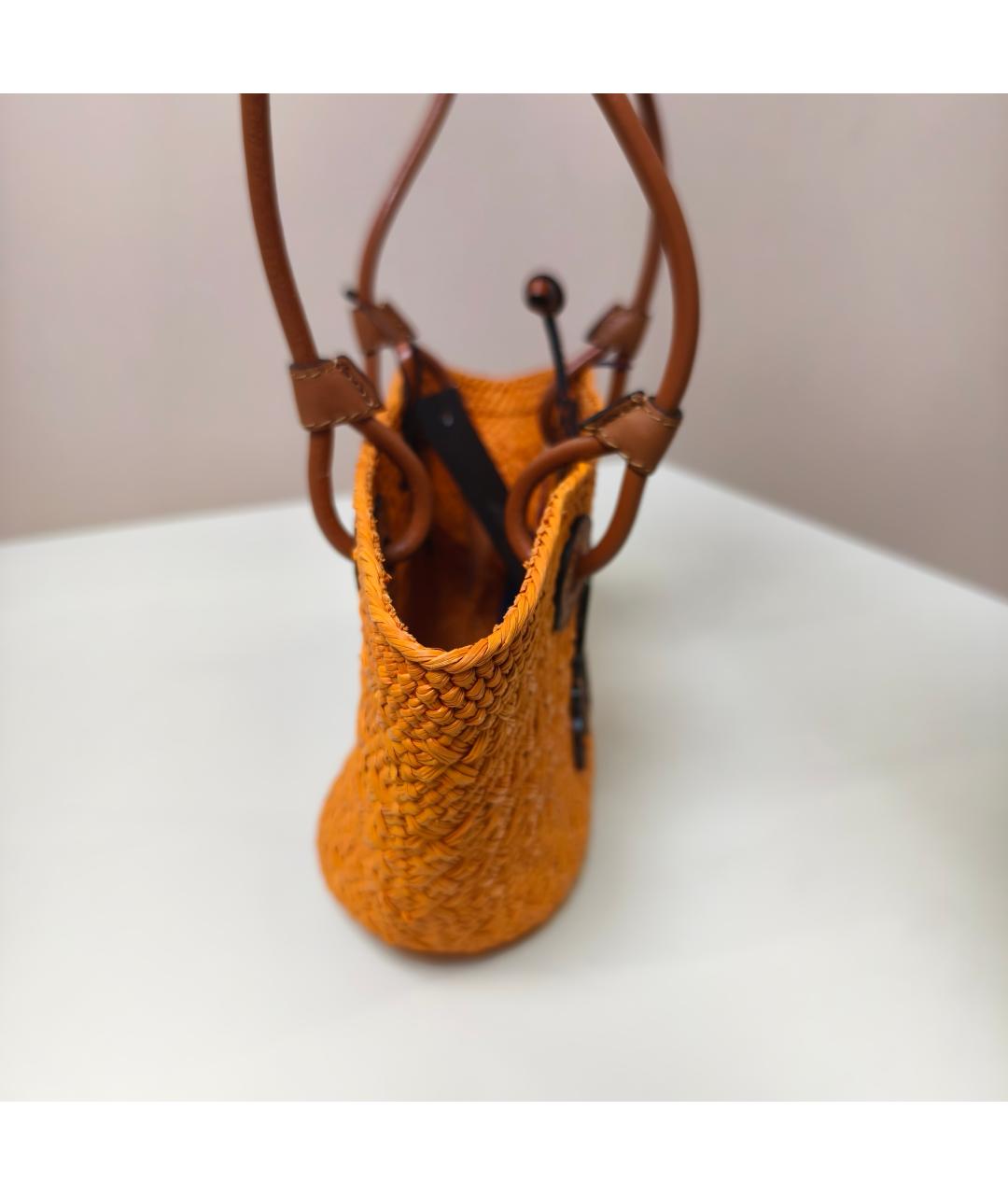 LOEWE Оранжевая пелетеная сумка тоут, фото 4